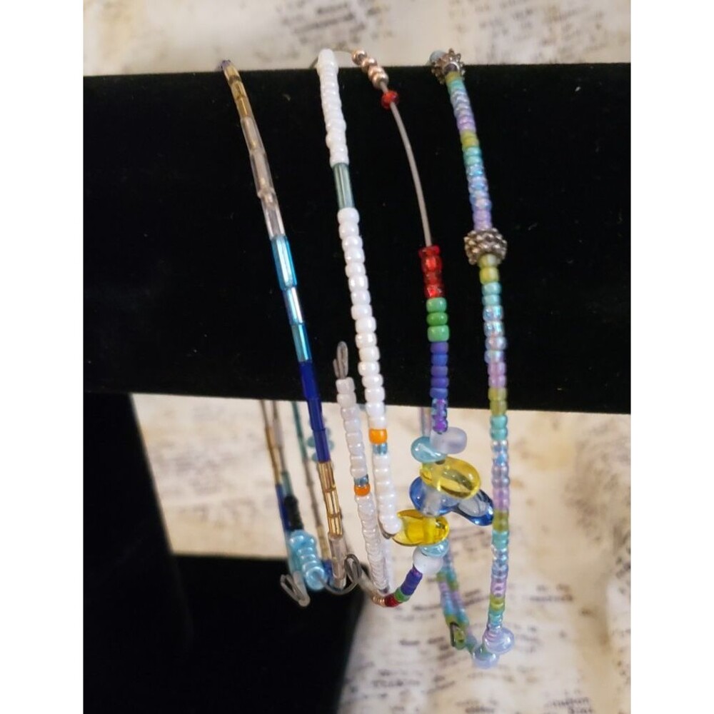 Bohemian - 4 Open Ended Bangles/Bracelets/Necklaces/Ankle Bracelets Blue Colors